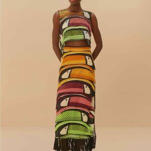 Farm Rio 2 pc toucan crochet top & skirt